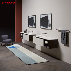 Meuble-lavabo de salle de bain en marbre blanc avec lavabo, meuble de salle de bain d'hôtel d'occasion - Product Image 2