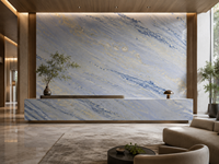 Dalle de marbre Blue Sky polie pour comptoir de salle de bain, panneau mural de douche, rebord de fenêtre, monte-escalier, plateau de table rond, crédence