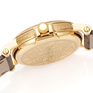 Montre d'hommage élégante pour affaires, artisanat haut de gamme, lunette plaquée or 18 carats, bracelet en cuir véritable, idéale pour les dîners d'affaires - Product Image 5
