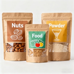 Phân hủy sinh học có thể tái chế dây kéo thực phẩm <span class=keywords><strong>Cookie</strong></span> nhựa nâu Ziplock Kraft đứng lên túi bao bì có cửa sổ - Product Image 5