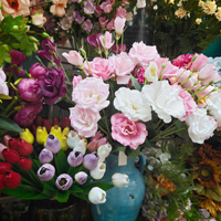 Bunga Lisianthus Artificial 3 Kepala Real Touch Grosir, Batang Eustoma Melembapkan untuk Dekorasi Pernikahan, Rumah, Hotel