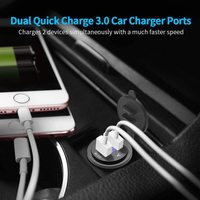 Panel Charger Soket USB Ganda QC3.0 12V dengan Holder Ponsel dan Voltmeter, Panel Mount Dual USB QC3.0 Charger Socket Voltmeter 12v
