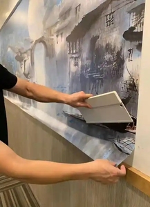 Tùy chỉnh thiết kế có thể in Polyester + PET Matte 300gsm phun vải cuộn hình nền có thể tháo rời tự dính sơn nhà - Product Image 6