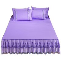 Set copriletto gonna a 3 pezzi viola stile americano