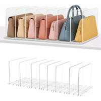 Divisores de Armario con 3 Bases y 4 Separadores, Accesorio de Organización Ajustable en Ancho para Ropa, Bolsos y Carteras