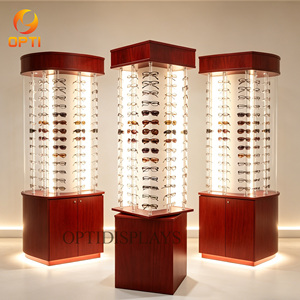 Mobiliario de Alta Gama para Ópticas |   Exhibidor Giratorio de Gafas de Madera con Iluminación LED Trasera y Almacenamiento - Product Image 5