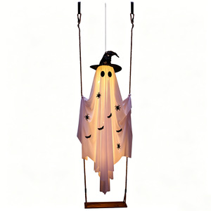 Lámpara Colgante de Fantasma con Sombrero de Bruja para Halloween, 8 Modos, Control Remoto, para Decoración de Jardín, Patio, Puerta o Casa Embrujada - Product Image 2