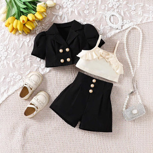 Nuovo Completo Estivo 2026 per Bambine, Set di Abbigliamento in Cotone con Maniche a Sbuffo per Bambine Piccole - Product Image 1