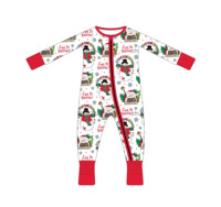 Combinaison bébé en bambou à fermeture éclair, motif géométrique doux, barboteuse personnalisée à manches longues, adorable pyjama personnalisé pour nourrisson et tout-petit