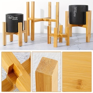 Bamboo flower <b>stand</b>, new Chinese style, outdoor flower <b>pot</b> <b>stand</b>, simple solid wood, indoor and home use, balcony, natural wood - Product Image 4