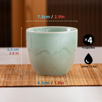 Lot de 4 tasses à thé/café en céramique japonaise faite à la main, style Japandi, écologiques, compatibles lave-vaisselle, en porcelaine, pour matcha, vente en gros