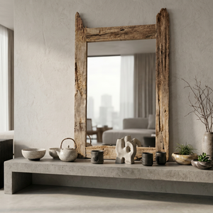 Rustic Wooden Framed <b>Mirror</b> <b>Rectangular</b> Handmade Decorative Wall <b>Mirror</b> for Home Interior Design Bedroom Living Room - Product Image 1