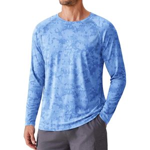 FOXA Men's UPF <b>50</b>+ Long Sleeve Sun Protection Shirt Quick Dry Lightweight Fishing Beach Swim Blue - Product Image 1