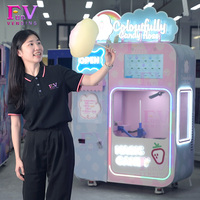 Máquina Expendedora de Algodón de Azúcar Comercial de Alta Capacidad para Carnaval, con Ventana y Alimentación Automática de Azúcar, 300 Piezas