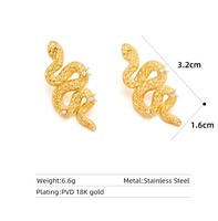Zooying Titane Acier Serpent Boucles D'oreilles Plaqué Or Avec Des Yeux De Diamant À La Mode Oriental Dragon Bijoux Boucles D'oreilles Zircon Pierre