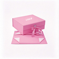Boîtes en papier roses de luxe personnalisées recyclable fermeture à rabat pliable bande magnétique imprimé logo emballage rigide pour vêtements mariage