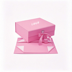 Sang Trọng Tùy Chỉnh Màu Hồng Hộp Giấy Có Thể Tái Chế Gấp Nắp Đóng Cửa Dải Từ In Biểu Tượng Cứng Nhắc Bao Bì Cho Đám Cưới Quần Áo - Product Image 3