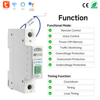 Disjoncteur intelligent Wi-Fi Tuya 63A 1P+N avec mesure, protection contre la tension et le courant, minuterie, relais et contrôle de température
