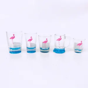 Flamingo souvenir gelas shot disesuaikan kaca