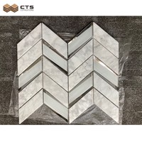 Carrelage en pierre naturelle pour salle de bain, verre en marbre blanc, Style ancien Arabescato, mosaïque pour décor mural