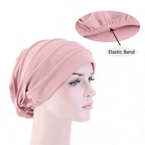 Nouveau bonnet snood ample et décontracté pour femme, taille unique, en coton et polyester, idéal pour la chimiothérapie, le sommeil ou comme turban, couleur unie - Product Image 1