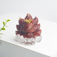 Figurine de renard à neuf queues en aigue-marine, décoration romantique porte-bonheur