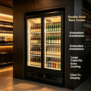 Enfriador Vertical Comercial Ecológico con Puerta de Vidrio, Refrigerador Exhibidor con Control Mecánico de Temperatura, <span class=keywords><strong>2</strong></span> Puertas - Product Image 6