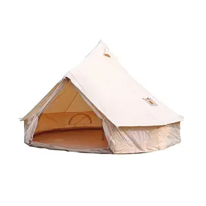 Grande tente de pique-nique en coton 280 g 3 m, tente de Camp, tente de yourte, pyramide kaki, tente indienne, coton résistant aux intempéries avec une cheminée