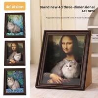 Cadre photo en carton ondulé Mona Lisa Peinture à l'huile Chat, Planche à gratter pour chat à motif solide avec effet tridimensionnel créatif