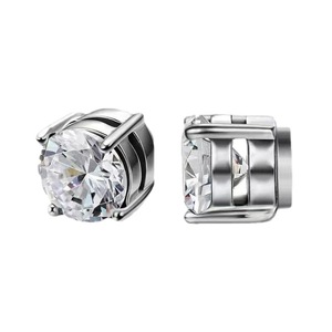 Ensemble de boucles d'oreilles magnétiques sans perçage en acier inoxydable avec cristaux CZ, fausses pierres pour le nez et les lèvres, bijoux magnétiques pour hommes et femmes - Product Image 4