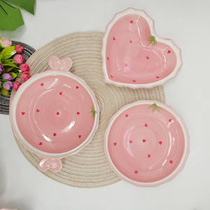 Bol en céramique SYL <span class=keywords><strong>rose</strong></span> fraise, populaire, mignon, pour filles, pour fruits, soupe, petit-déjeuner, <span class=keywords><strong>vaisselle</strong></span> créative pour la maison - Product Image 5