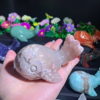 Figurine de baleine en cristal naturel, sculpture de baleine en amazonite sculptée à la main, statue d'animal en cristal pour la décoration de la maison ou du bureau