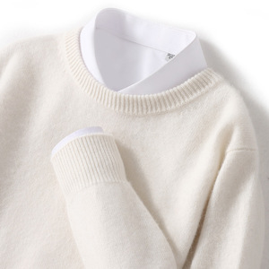 Colección Otoño Invierno, suéter de punto con Base de cuello redondo de lana pura para <span class=keywords><strong>hombre</strong></span>, <span class=keywords><strong>Color</strong></span> sólido grueso para negocios, Frente informal - Product Image 1