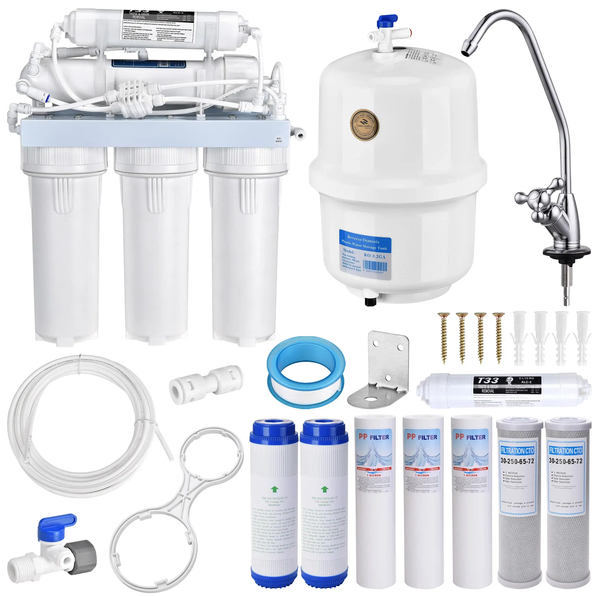 Sistema purificador de agua doméstico ro, Osmosis inversa de 7 etapas, compacto