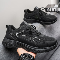 Nouvelles Chaussures d'été pour Hommes en Maille Respirante Couleur Unie, Baskets Tendance à Semelle Épaisse Polyvalentes, Style Décontracté et Tendance pour la Course et le Quotidien