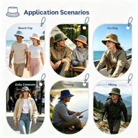 Chapeau Bob en Polyester Imperméable avec Cordon de Serrage Réglable, Protection Anti-UV, Tissu Respirant pour Sports de Plein Air, Pêche, Safari