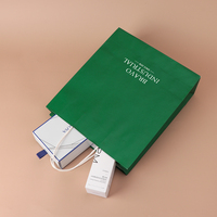 Sacs de shopping en papier kraft vert avec poignées, logo personnalisé, vente en gros d'usine