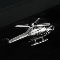 Breloque hélicoptère à rotor rotatif 3D en alliage de zinc argenté antique, pendentif aviation pour porte-clés de pilote, souvenir