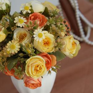 Centrotavola fiori artificiali matrimonio arco palla rosa mazzo di fiori artificiali una singola perla fiore di simulazione - Product Image 2