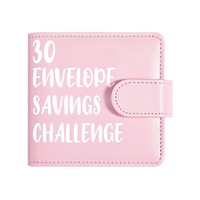 Organiseur de budget personnalisé en cuir PU format A8, petit format mini, défi d'épargne de 30 jours, avec pochettes et enveloppes