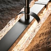 Lampe suspendue en verre à longues bandes, lampe suspendue en acier inoxydable, éclairage linéaire décoratif pour table à manger, hôtel, bar