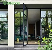 Ventanas de Aluminio Arqueadas con Doble Acristalamiento, Aislamiento Térmico Low-E, Marco Negro Moderno y Lujoso, Estilo Europeo para Villa, Resistentes al Viento