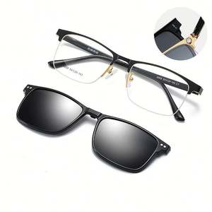 Gafas de Prescripción con Media Montura para Hombre, con Logotipo Personalizado, Gafas Ópticas con Clip Magnético Polarizado para Lentes de Sol - Product Image 1