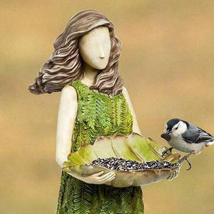 Statue de jardin extérieur cour pelouse décoration <span class=keywords><strong>conte</strong></span> de fées forêt fille mangeoire à oiseaux résine artisanat décoration - Product Image 5