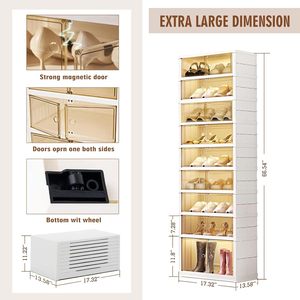 Inthetrend Modern Luxury White Transparent <b>Foldable</b> Multifunction Five-Tier PP Collapsible <b>Shoe</b> Storage Cabinet 6-10L Capacity - Product Image 2