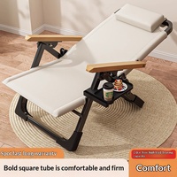 Chaise de camping pliable inclinable portable, chaise longue de plage d'extérieur avec accoudoirs et porte-gobelet