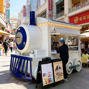 Carrito de Venta Móvil de Helados con Diseño Temático de Tren, Acero Inoxidable, 4 Ruedas, para Catering en Zonas Peatonales Urbanas - Product Image 1