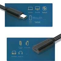 Cable de Extensión USB 3.1 Tipo-C Macho/Hembra, 10 Gbps, PD 100 W, 5 A, Carga Rápida, 4K/60 Hz, Revestimiento de PVC Blindado, para Auriculares de Computadora IOS