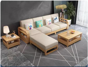 घर के उपयोग के लिए nordic ठोस लकड़ी सोफा; छोटे अपार्टमेंट संयोजन आधुनिक न्यूनतम रहने वाले कमरे के लिए सोफे; कोने सोफा - Product Image 6