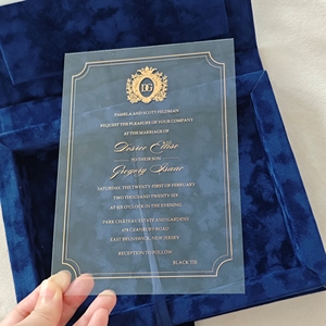 Cajas <span class=keywords><strong>de</strong></span> Regalo <span class=keywords><strong>de</strong></span> Terciopelo Azul Marino Elegantes y <span class=keywords><strong>de</strong></span> Lujo con Monograma Estampado en Relieve, Caja <span class=keywords><strong>de</strong></span> Invitaciones <span class=keywords><strong>de</strong></span> Boda <span class=keywords><strong>de</strong></span> Acrílico con Cinta <span class=keywords><strong>de</strong></span> Seda - Product Image 4